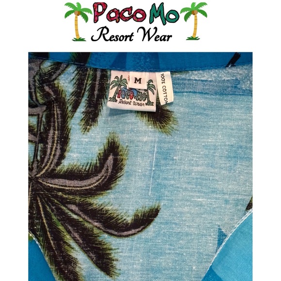 NEW Paco Mo Men’s Tropical Palm Hawaiian Shirt Size Medium - Picture 5 of 7
